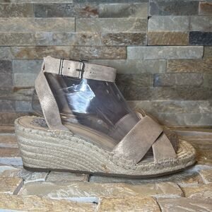 Vince Camuto Josen Sparkly Beige Demi Wedge Espadrilles Women's Size 8.5